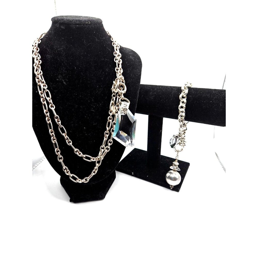 Dorgelo Sterling Chunky Long Necklace and Bracelet Fabulous - Picture 4 of 13